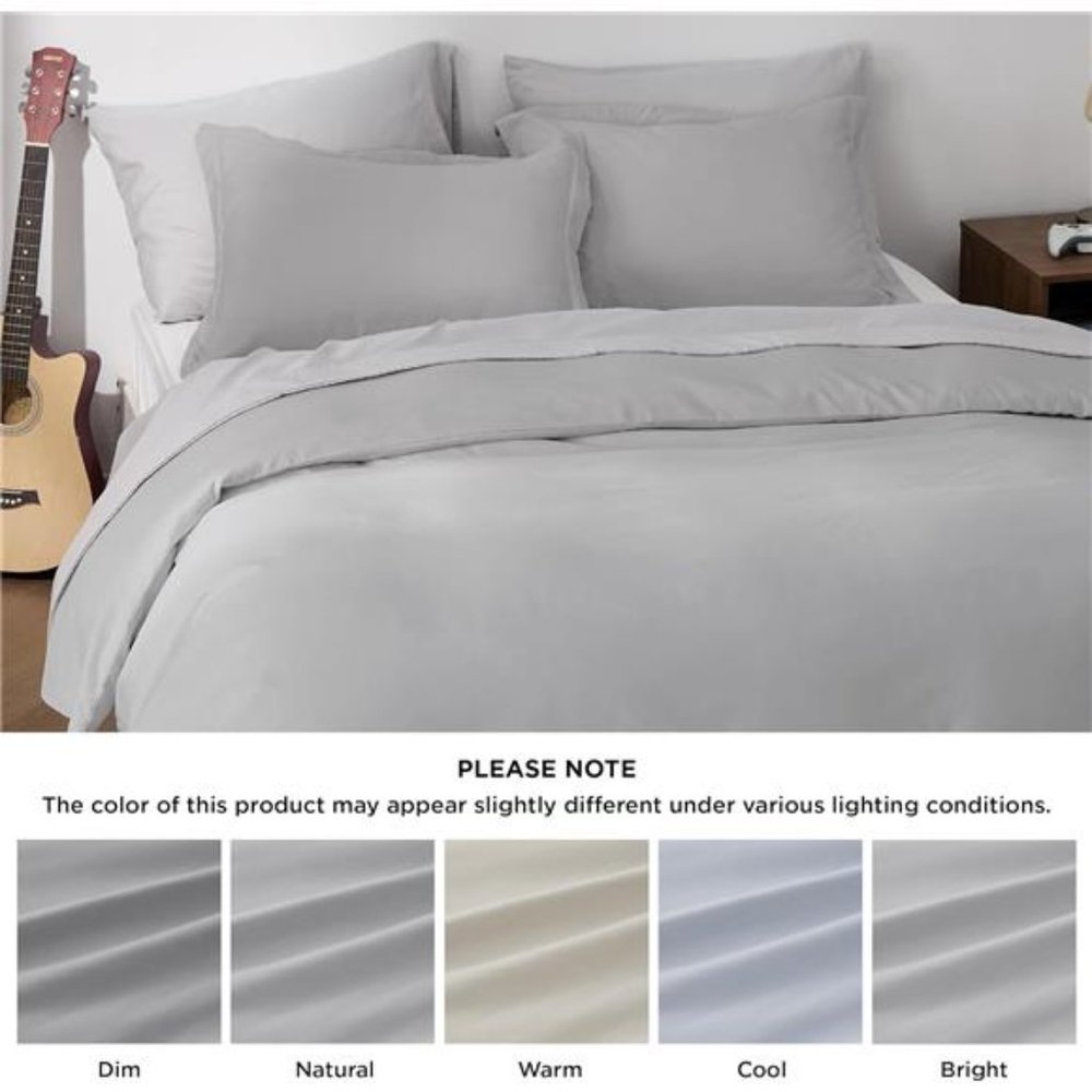 Silver Grey Duvet Cover Queen Size -Soft Brushed Microfiber Duvet Cover for Kids - Picture 6 of 6